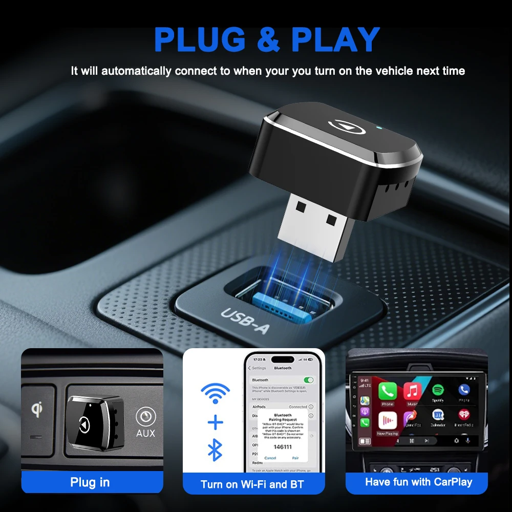 CarPlay Android Auto Wireless Adapter USB Dongle 5G WIFI Car Mini Box Plug And Play Universal For Toyota Honda Nissan Ford VW