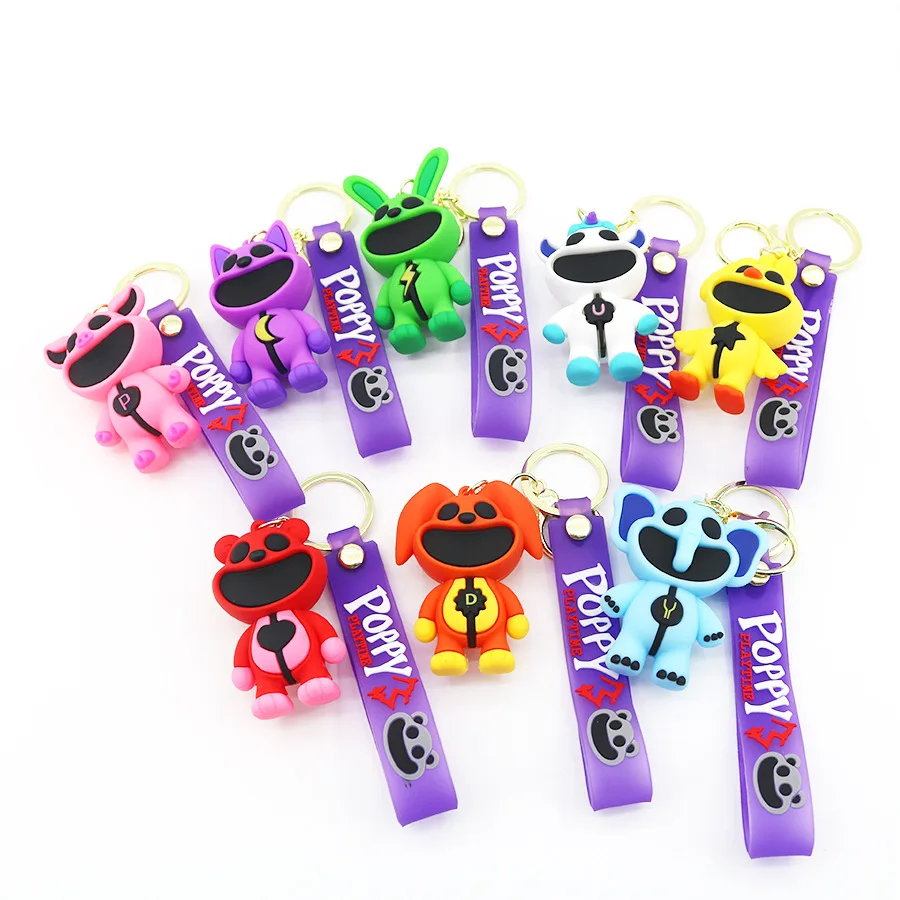 Smiling Critters keychain Cartoon Hopscotch Catnap Bearhug Key Chain For Men Women Backpack Pendant Keychain Gift for Kids