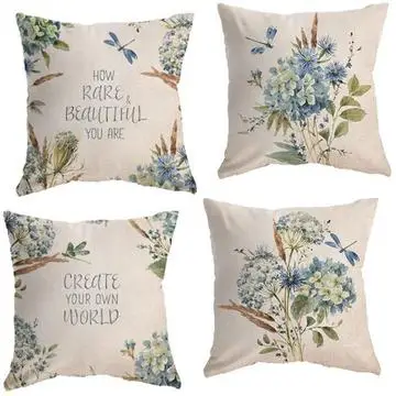 

Домашний декор, синий цветочный и вдохновляющий цитатный узор, чехол для подушки, подходит для дивана, спальни, автомобиля, наволочка