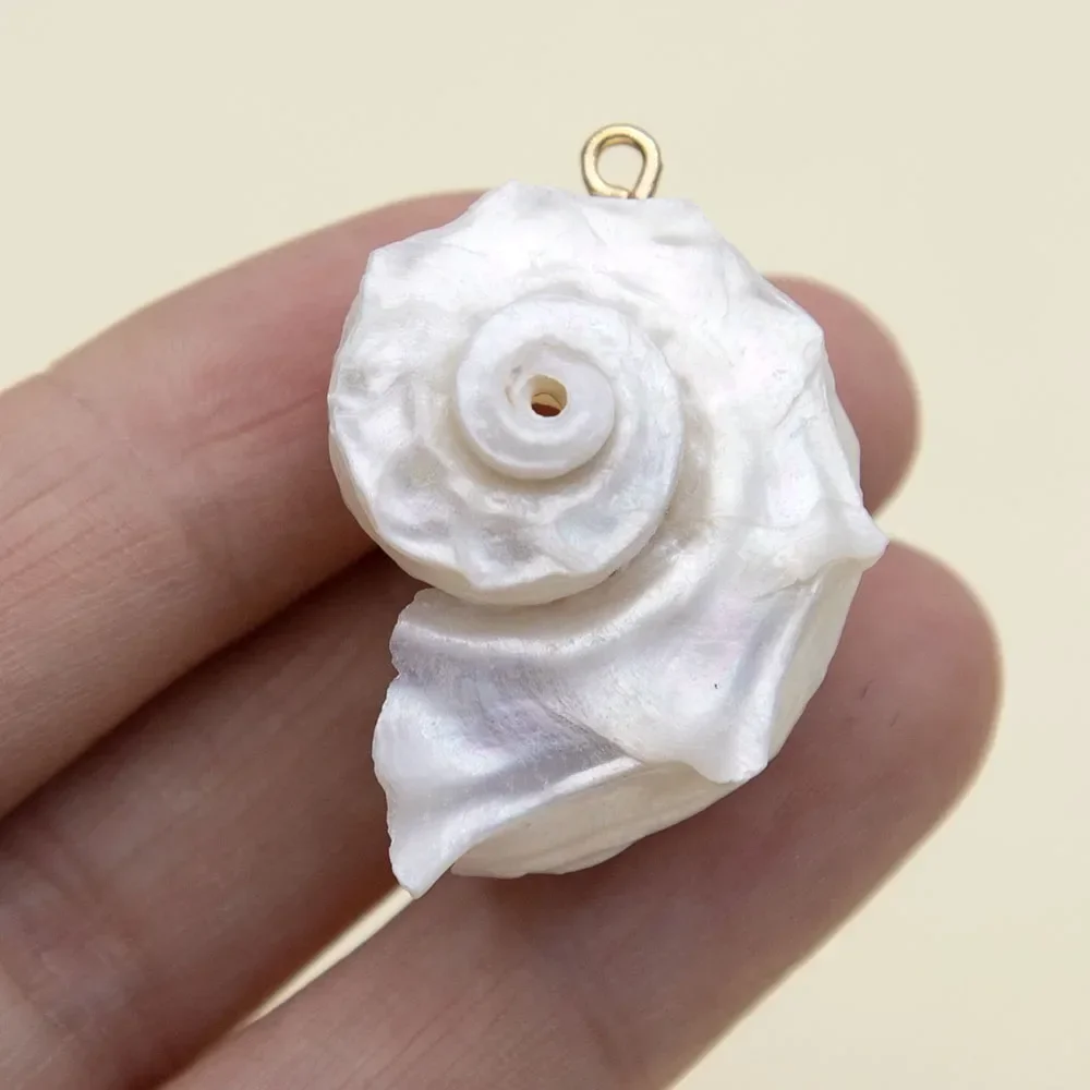 Natural Shell White Conch Pendant - Large Animal Shape for DIY Jewelry