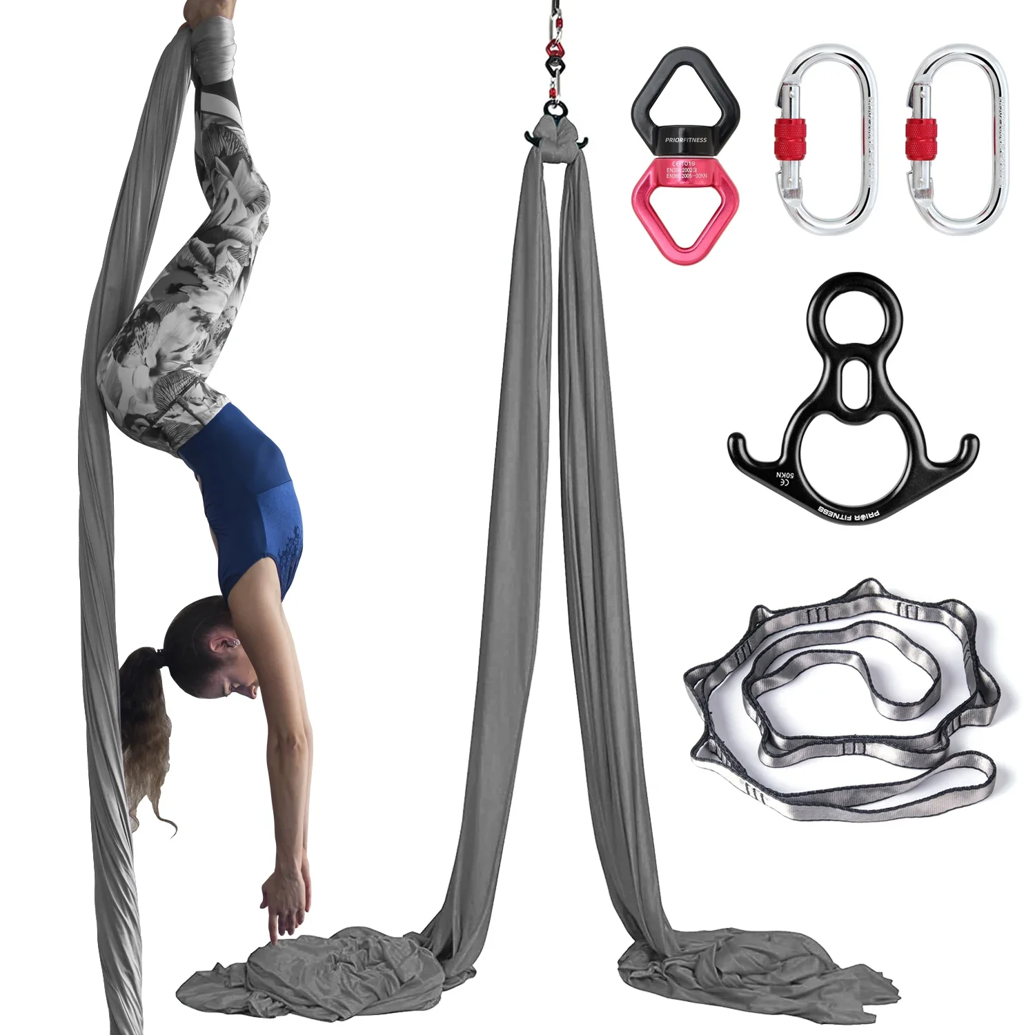 Premium 9 Yards Aerial Silk Set Aerial Yoga Hammock Swing Medium Stretch Hammock with Rigging Anti-Gravity Yoga Acrobatic Flying