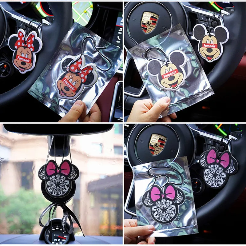 Disney Anime Figure Mickey Minnie Car Perfume Film Rearview Mirror Pendant Car Gift Air Freshener