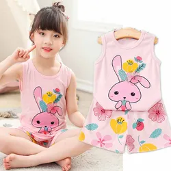 Summer Baby Bunny Vest Clothing Set Children's Sleepwear Kid Pajamas Sets for 1-10Years Girls Pyjamas Pijamas Kids Wear