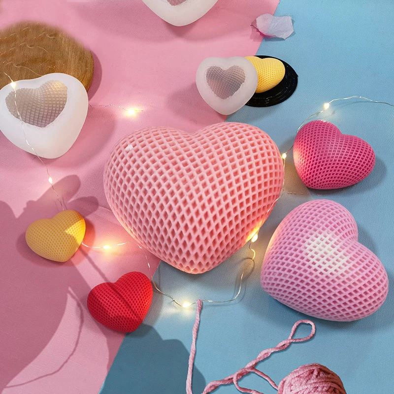 

3D Woven Love Candle Silicone Mold Heart-shaped Soap Mould DIY Handmade Plaster Mousse Chocolate Cake Decoration Baking Tools