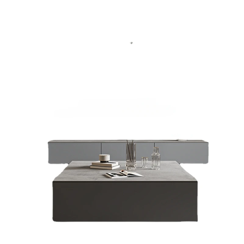 

Italian Minimalist Square Coffee Table Living Room Nordic Modern Italian Stone Plate Table Top Coffee Table