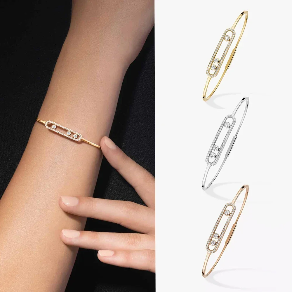 

S925 sterling silver women's bracelet, classic MOVE/TWIN series, French diamond bracelet, holiday gift, high-quality jewelry