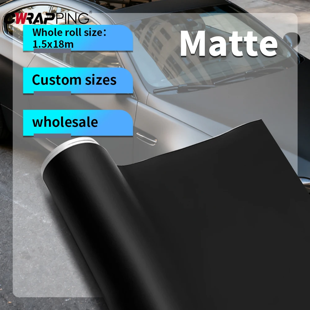 

Large Car Stickers 1.5m Matte Black Vinyl Wrap Personalized Waterproof Wrapping Sheet Car Body Films Custom Vinyl Adhesive Film