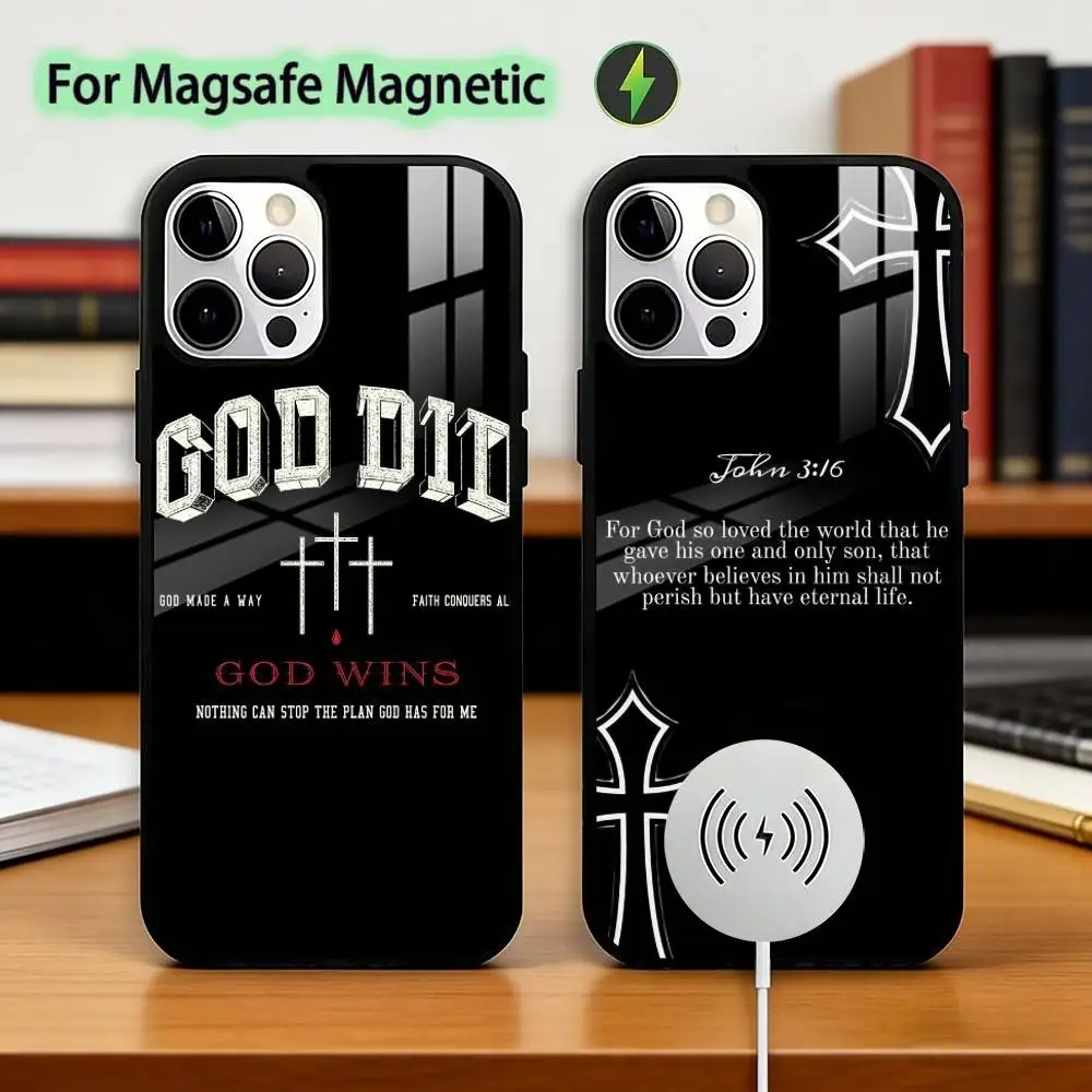 

Gods J-Jesus Bible Verse Phone Case For iPhone17,16,15,14,13,12,11 Plus,Pro Magnetic For Magsafe Wireless Charging