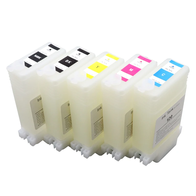 PFI-120 PFI120 Refillable Ink Cartridge With Permanent Chips For Canon TM-200 TM200 TM-205 TM-300 TM-305 TM300 130ML 5Colors/Set