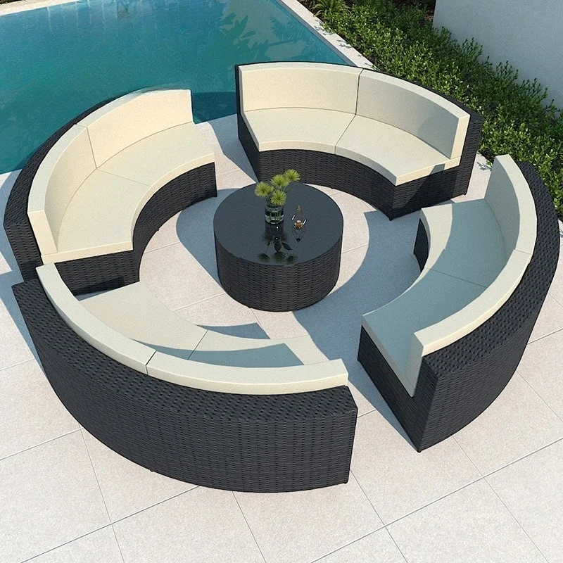 Combinaison de canapé en rotin pour Villa de loisirs, hôtel, jardin, cour, terrasse extérieure, siège de carte