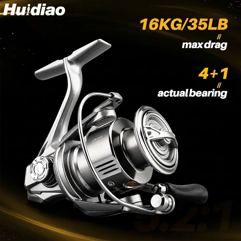 Huidiao AP-II Zero Play Spinnrolle 2000-7000 5.2:1 Sanftes Wurfverhältnis Angelrolle 16KG Max Bremskraft 4+1BB für Allwasser-Angeln