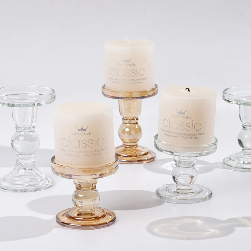 1pcs Glass Candlestick Holder For Table Centerpiece Taper Candle Holder House Warming Gift Vintage Home Decor