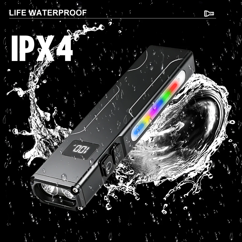 

Портативный перезаряжаемый фонарь с белым и УФ-светом, рабочий фонарь, RGB-подсветка, многофункциональный EDC-фонарь с двойным задним креплением.