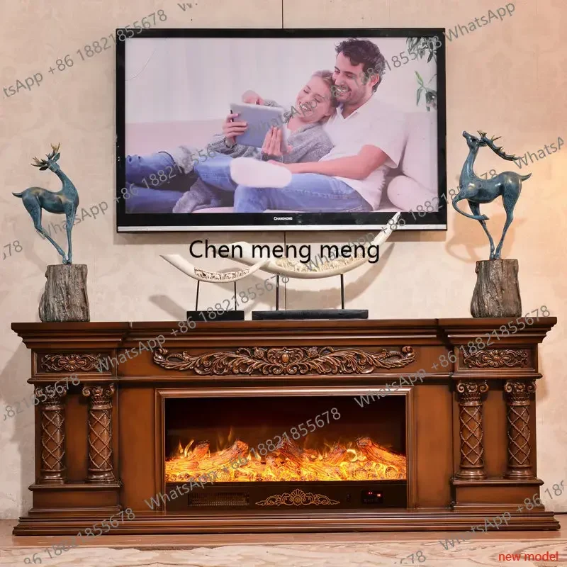 N1381.8 meters European fireplace white decorative cabinet TV cabinet solid wood fireplace