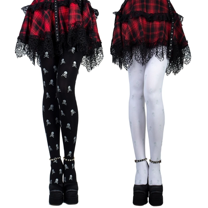 Halloween Skull Print Stockings for Women Patterned Stockings Pantyhose Tights