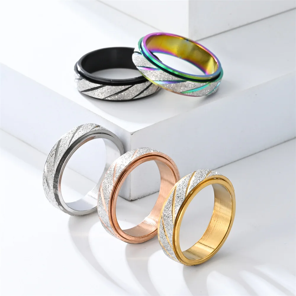 Unisex Stainless Steel Frosted Rings Trendy Stackable Assorted Sizes 6-11 Jewelry Accessory