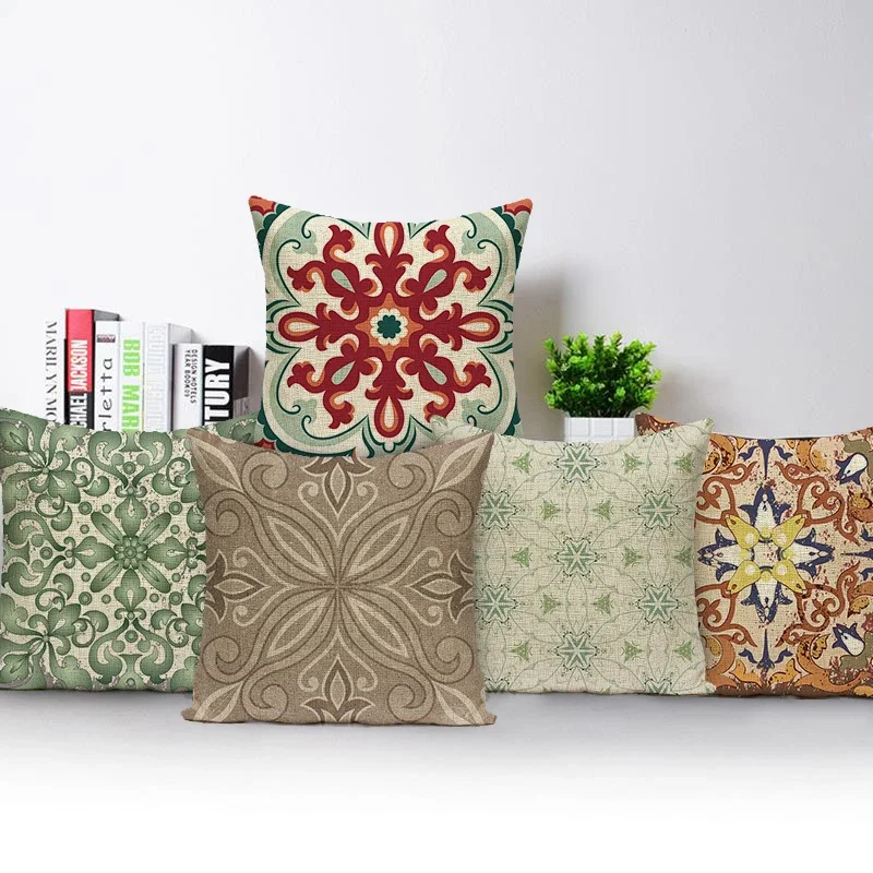 Boho Art Floral Pillow Covers Mandala Flower Home Decorative Abstract Pattern Cushion Cover Sofa Car Bed Throw Pillow Case
