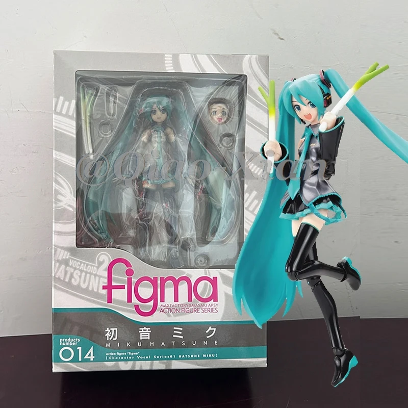 14cm Anime Hatsune Miku Figma 014 Joint Movable Face Change Boxed Doll PVC Action Figure Cute Model Toys Birthday Gift For Girls