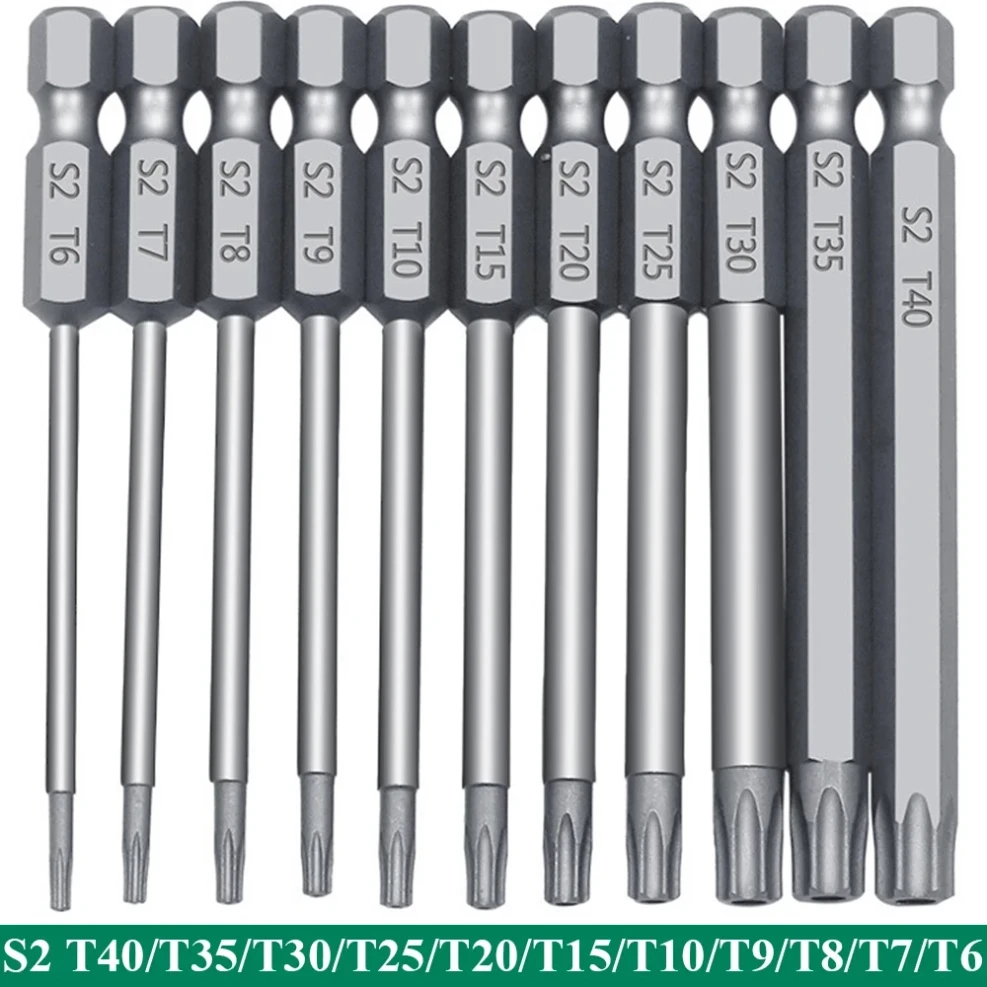 

11 PCS Torx Security Bit Set S2 Steel Magnetic Security Screwdriver Set 50/75/100mm Star Screwdriver Set for Shark Vacuum T6-T40