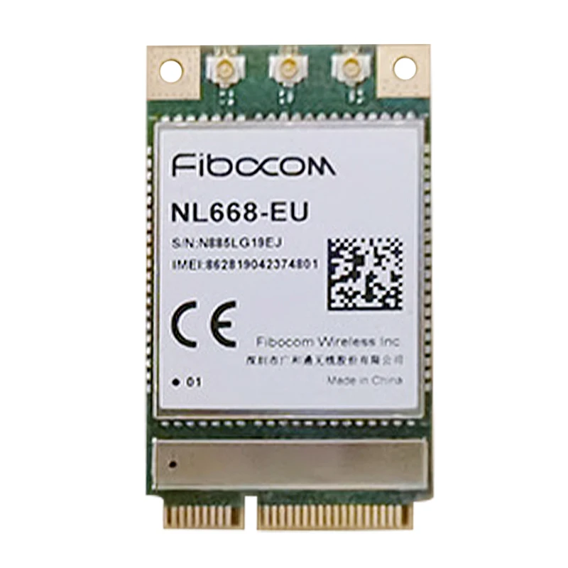 

Fibocom NL668-EU LTE Cat4 mini pcie module for Europe LTE-FDD B1/B3/B5/B7/B8/B20 WCDMA B1/B5/B8 GSM/GPRS/EDGE 850/900/1800MHz