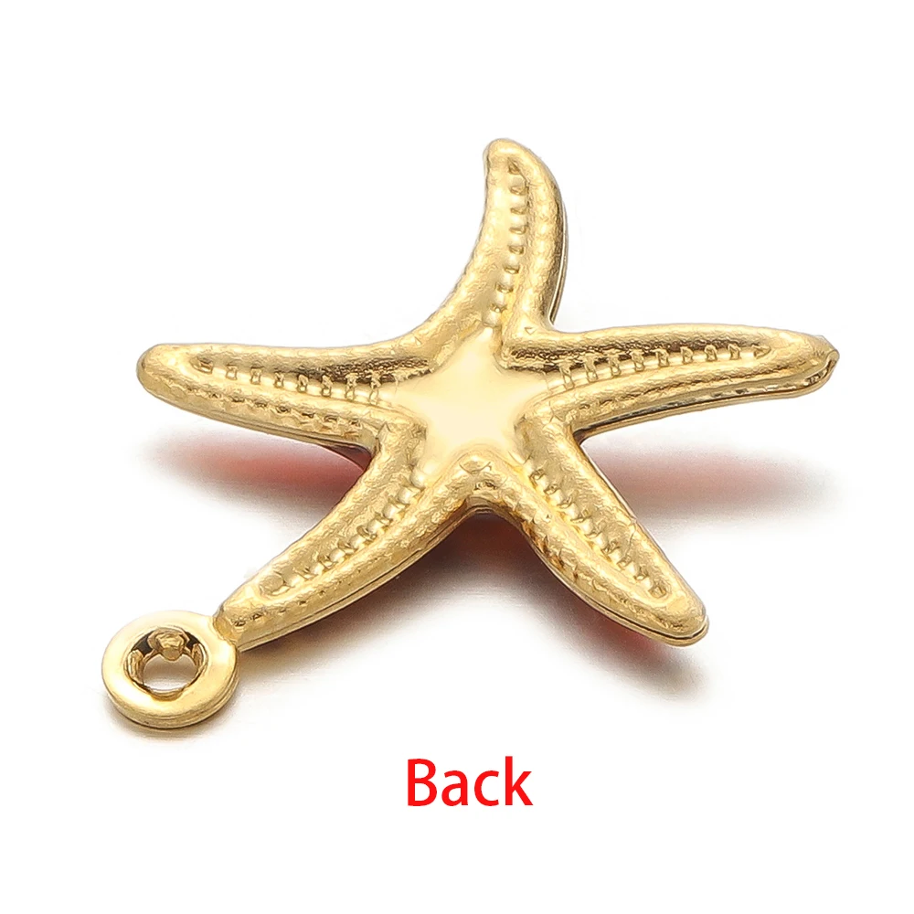 Dijes de estrella de mar de esmalte de un solo lado en relieve de acero inoxidable, colgantes Golorful para accesorios de fabricación de joyas DIY, 20 piezas por lote