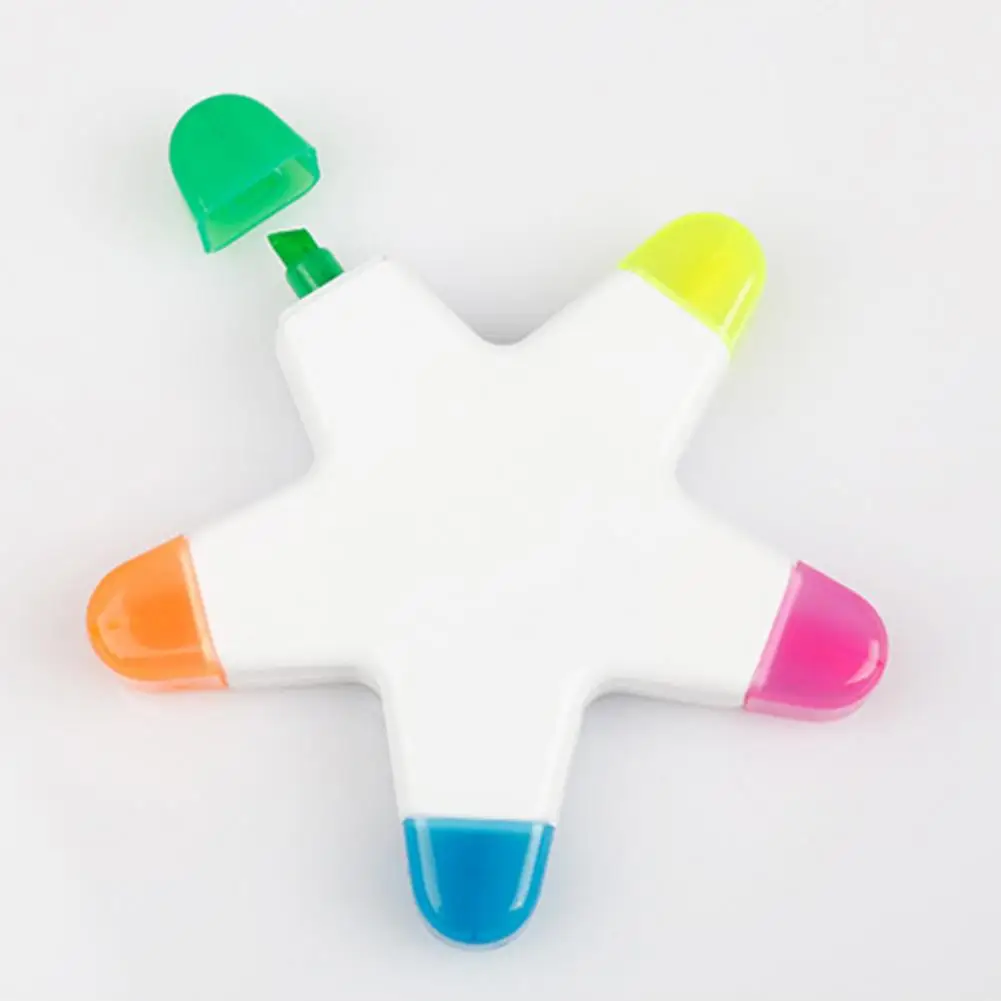 Brush Tip Highlighters Star Shape Design Bright Color Painting Pen Underlining Note-taking 5 Colors Highlighter Marker