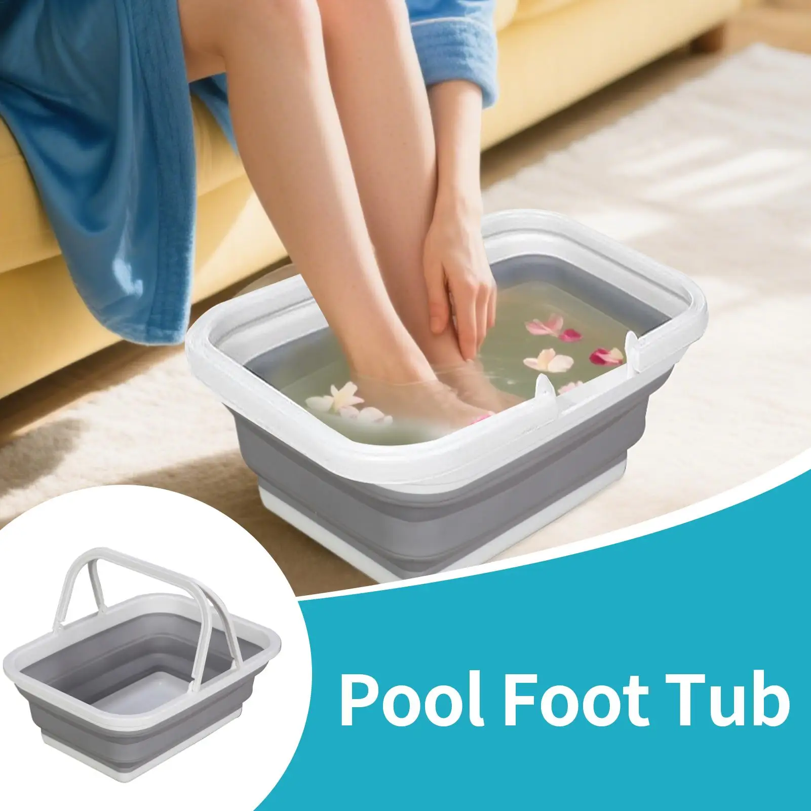 Baño de pies para entrada de piscina, bañera de enjuague para piscina, cubo antideslizante plegable para remojar el suelo, ducha, cubierta de lavado, playa al aire libre