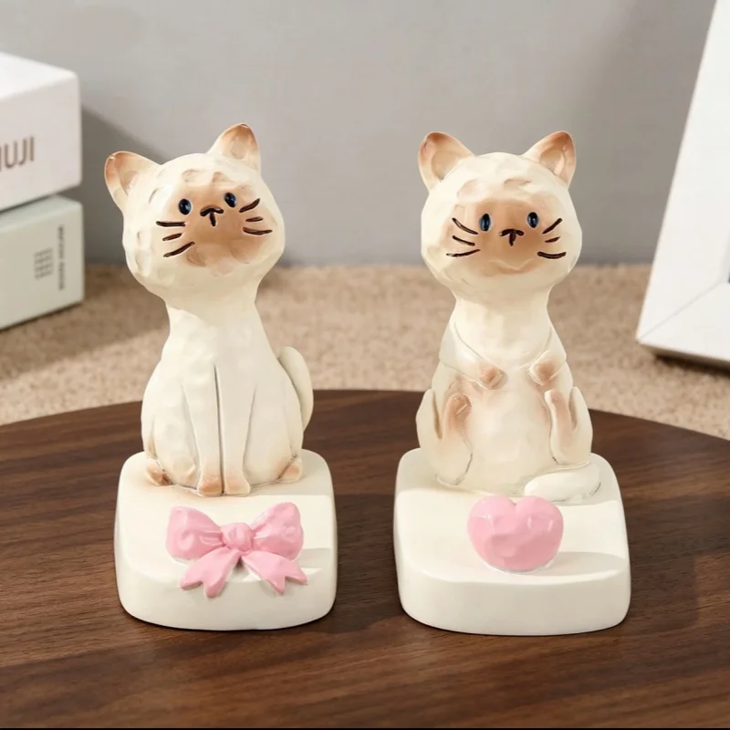 

Cute Cat Phone Holder Desk Resin Animal Figurine Stand Table Centerpiece Home Office Decor Phone Accessaries Birthday Gift