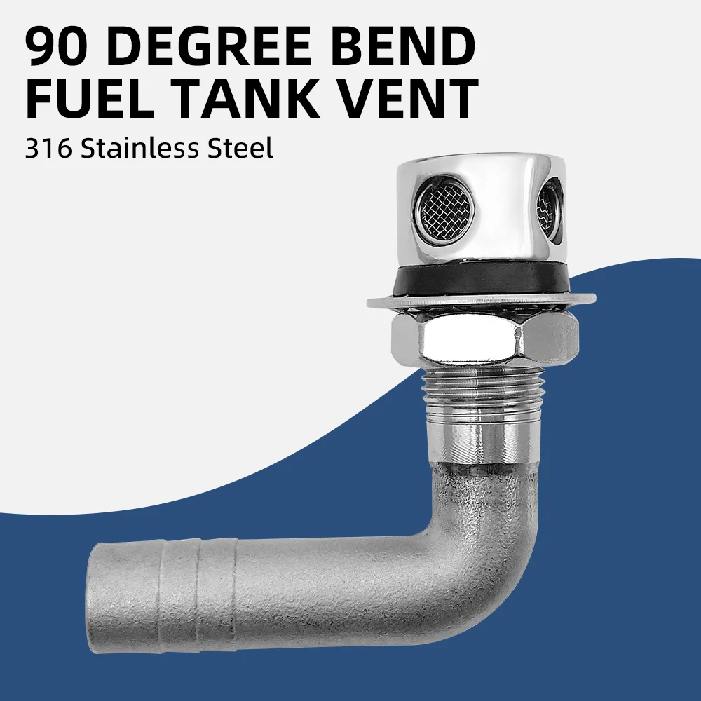 AndyMarine Boat Fuel Tank Vent Thru Hull 316 Stainless Steel 90° Elbow Oil Filling Port Marine Boat Fuel Gas Tank Vent