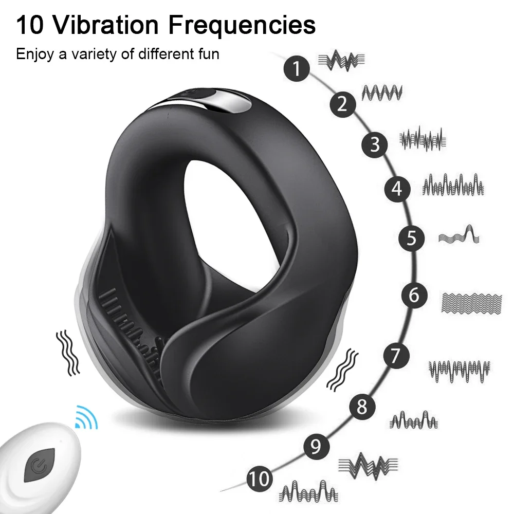 10 Intense Vibration Vibrating Penis Ring Vibrator Cock Rings Penisring Longer Stronger Erection Adult Male Sex Toys for Men 18+