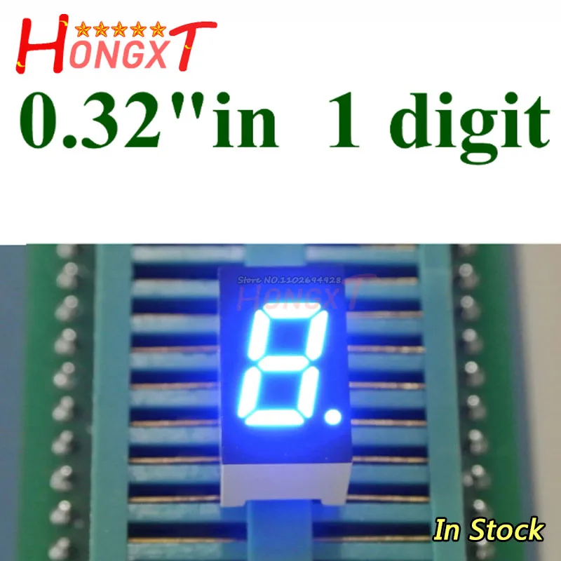 (20 Stuks) Partij 0.32 "Inch 1 Bit 7 Segment Rood Groen Blauw Wit Led Display Digitale Buis Plastic Metalen Gemeenschappelijke Anode/Kathode