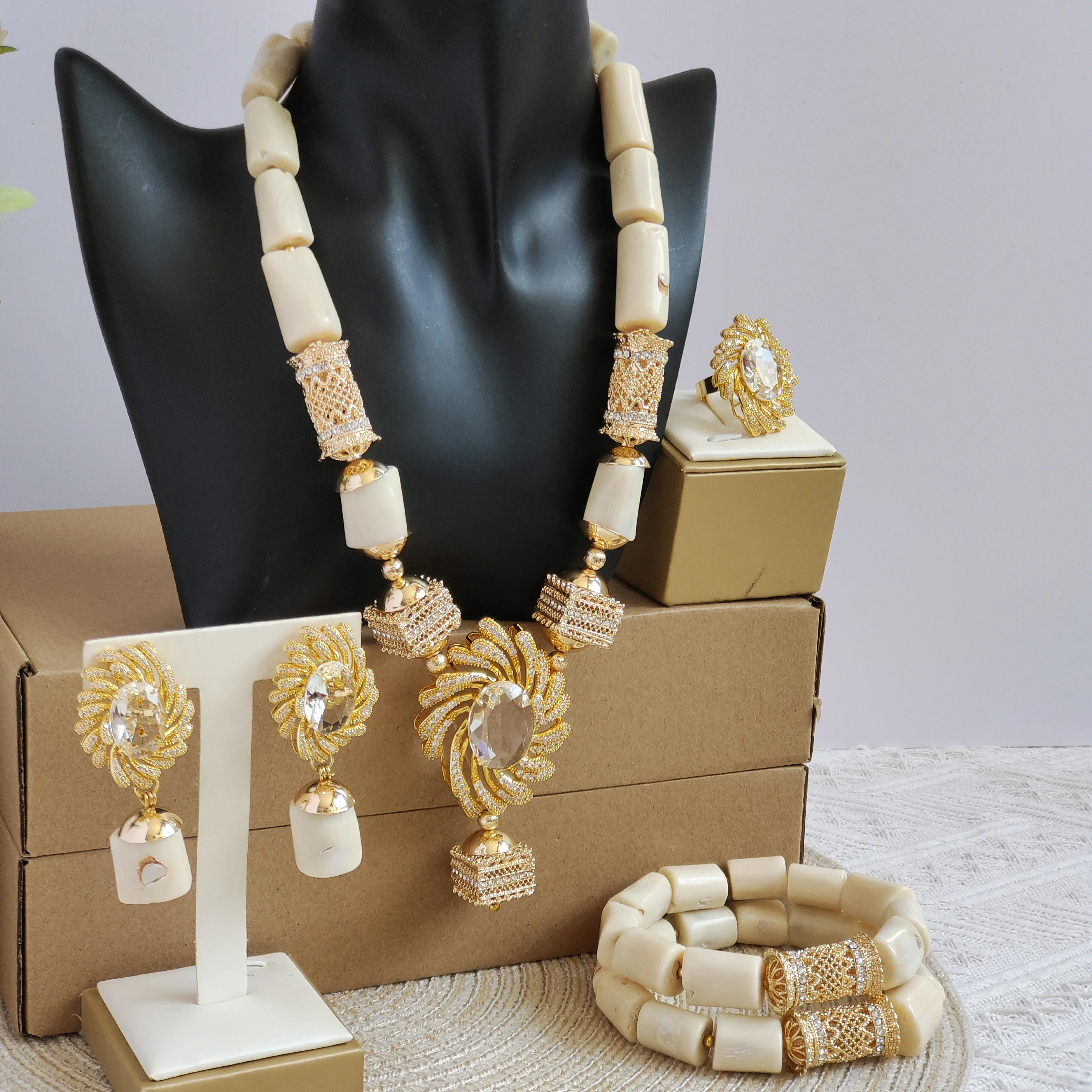 

Aczuv real original natural white coral beads for african wedding nigerian set jewelry