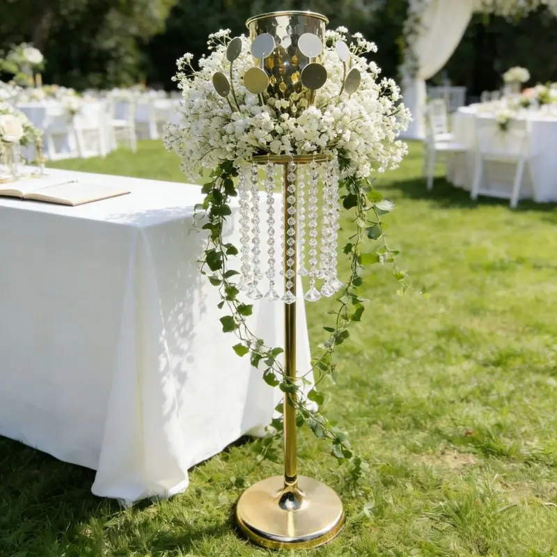 Wedding Road Lead Flower Stands Gold Ironwork 5Pcs Vase Props Hotel Home Banquet Party Table Decoration Arrangements Props