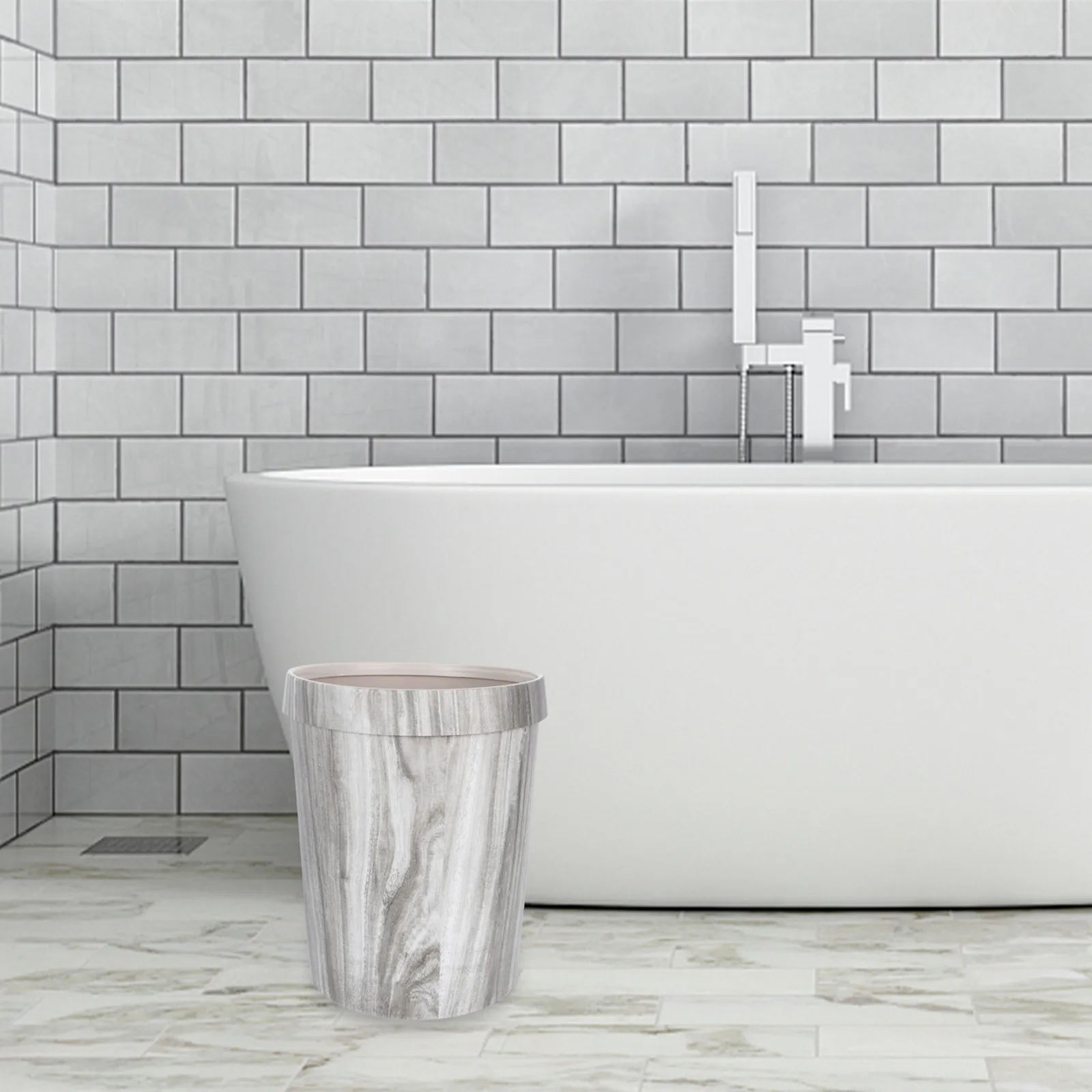 

1 шт. Ретро-мусорное ведро в винтажном стиле, имитация под дерево, пластиковый контейнер для мусора для дома, кухни, гостиной, спальни, офиса