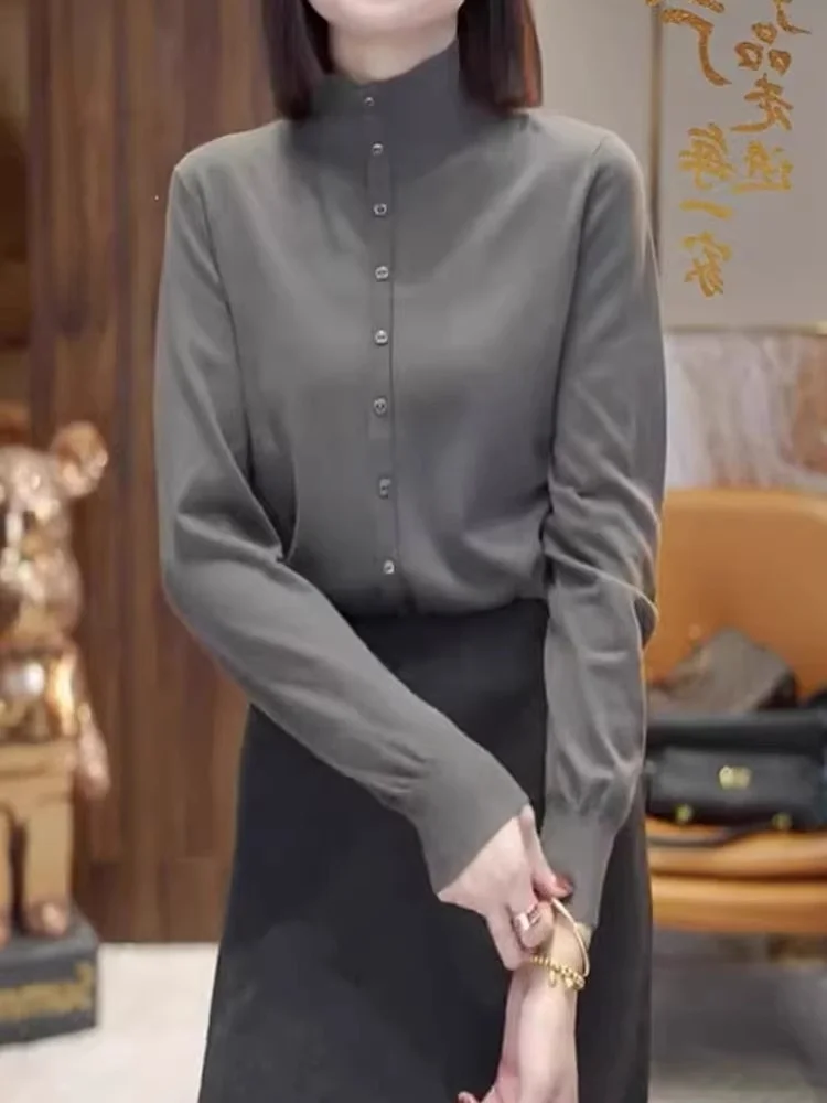 

Ele Long Sve Knitwear Simple Pure Color Women's Faion Design Sensation Autumn Outerwear Top Ladylike Agel