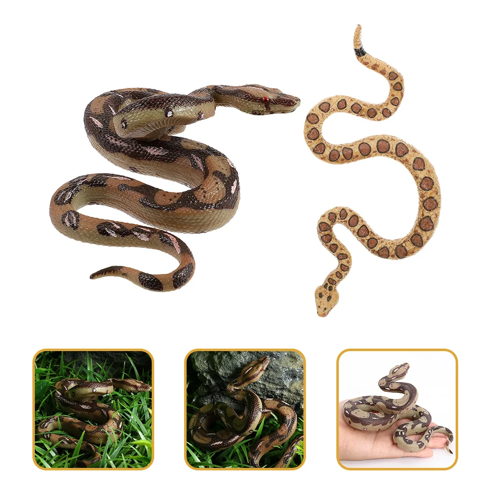 

2 Pcs Artificial Snake Funny Trick Toys Fool Childrens Simulation Model Kids Teaching Prop Plastic Fake Lifelike Joke