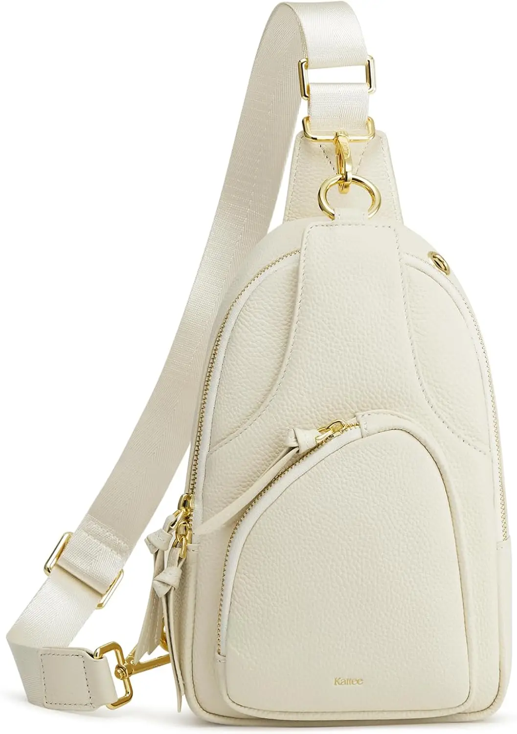 

Women's Leather Crossbody Fanny Pack with RFID Blocking, Small Chest Bag in Beige