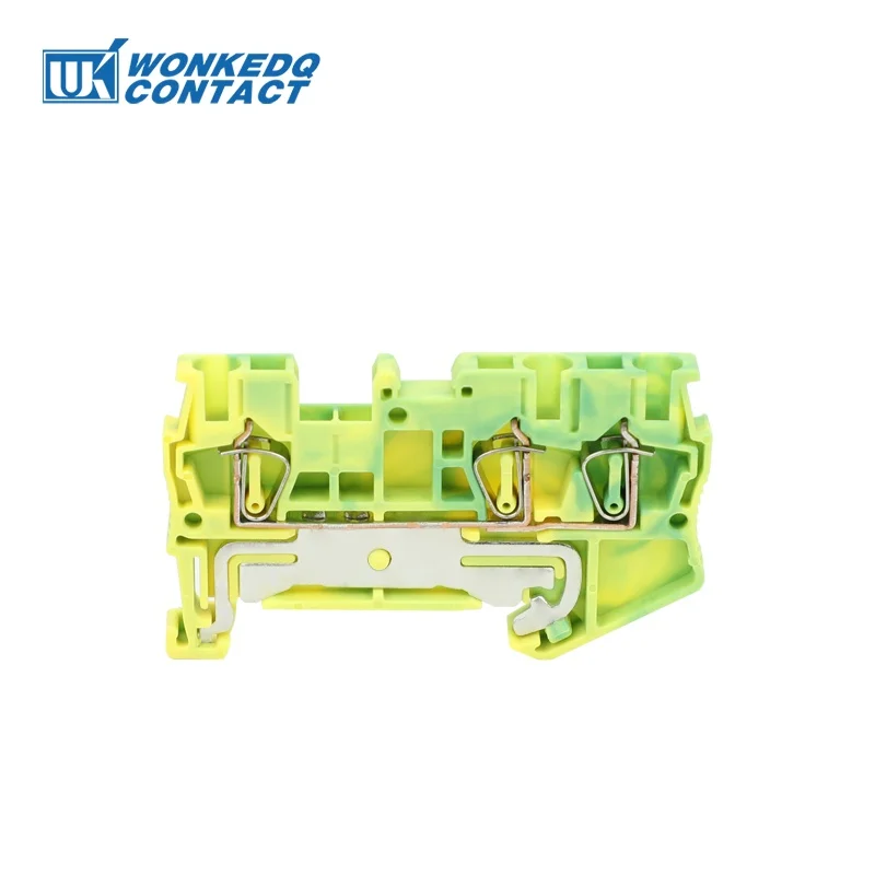 10Pcs ST2.5-TW-PE Din Rail Ground Wire Connector For 2.5 mm² 3 Connections Electric Earth Spring Terminal Block ST 2.5-TWIN-PE