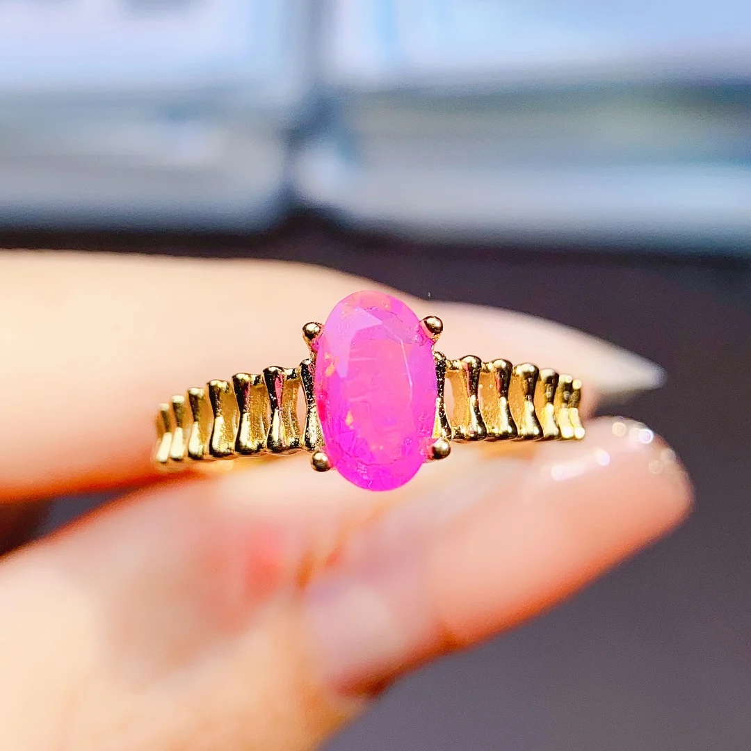 October Birthstone Ring Natural Pink Opal Solitaire Ring 925 Sterling Silver Opal Engagement Ring Birthday Gift For Women