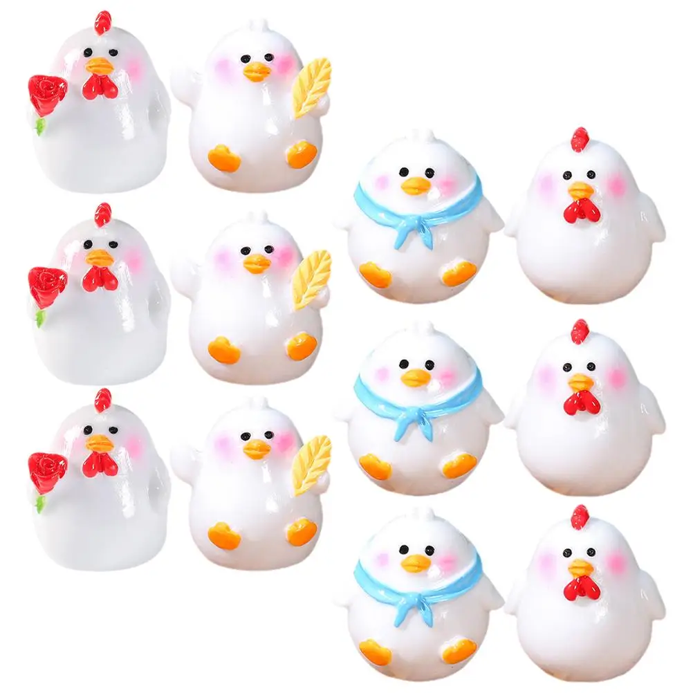 12 Pcs Lawn Ornaments Outdoor Chick Resin The Animal Cute Figurines Basket Decorative Mini Animals