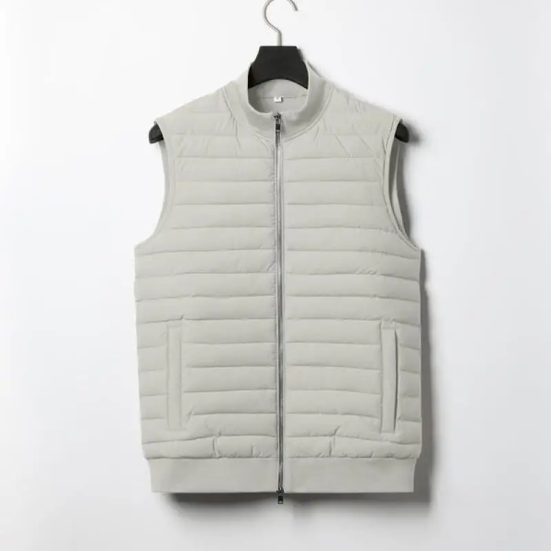 Autumn Winter Men's White Duck Down Vest Casual Lightweight Down Warm Solid Sleeveless Jacket Men Stand Collar Zipper Waistcoat
