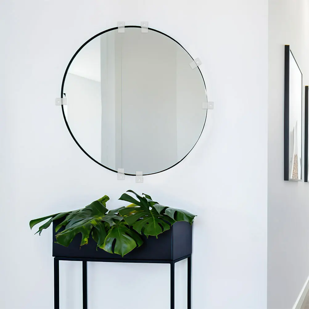 25 مجموعة من مشابك المرآة شديدة التحمل، حاملات بلاستيكية شفافة، لا يتطلب حفر لأجهزة تركيب المرآة الزجاجية لخزانة الملابس