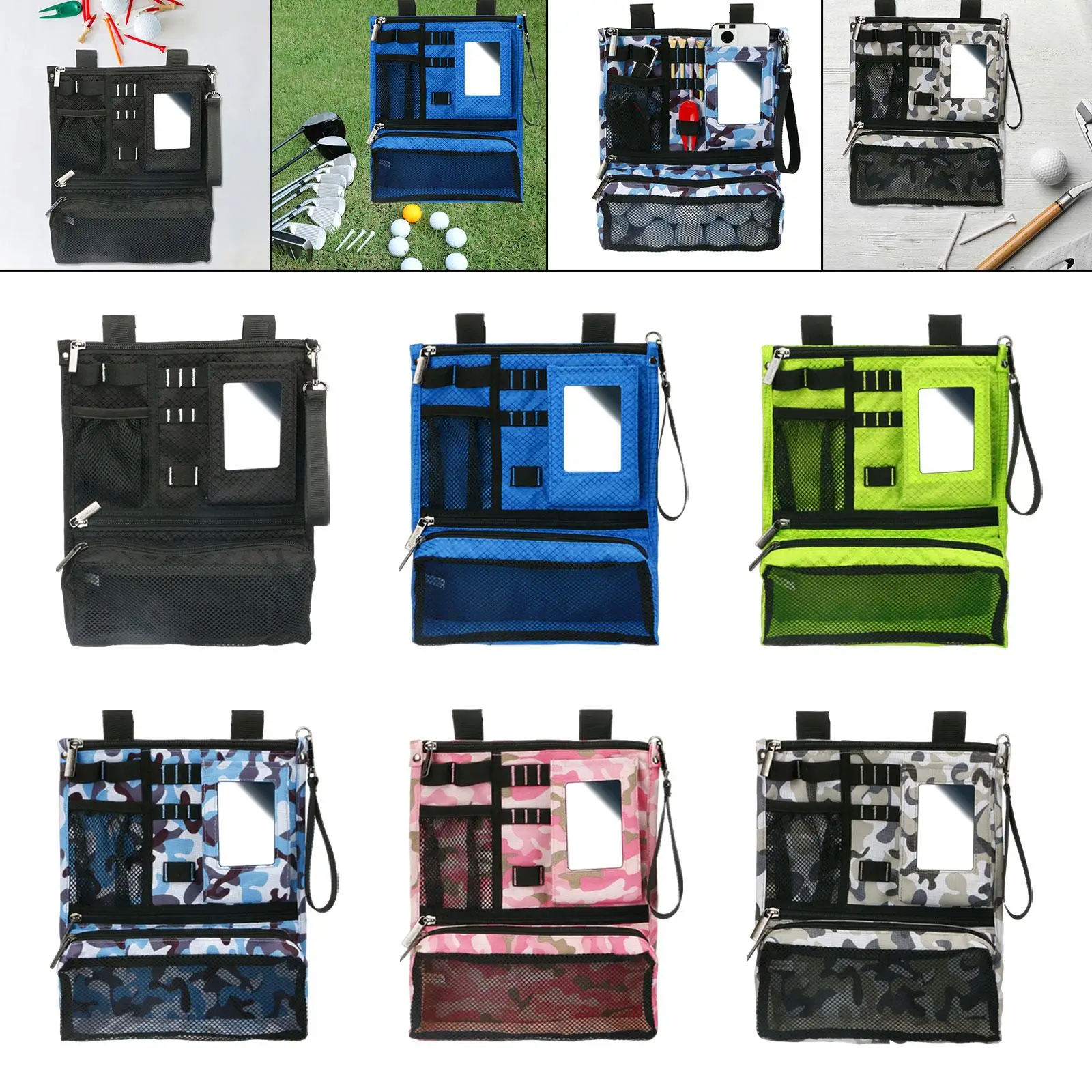 

Golf Ball Bag Golf Club Supplies Multipurpose Foldable Zipper Golf Tees Bag