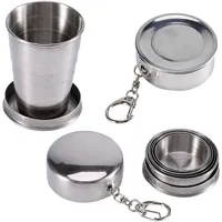 75/150/250ML Stainless Steel Folding Cup Camping Cookware Retractable Cup Teacups Teaware Camp Utensils Tableware Folded Cup