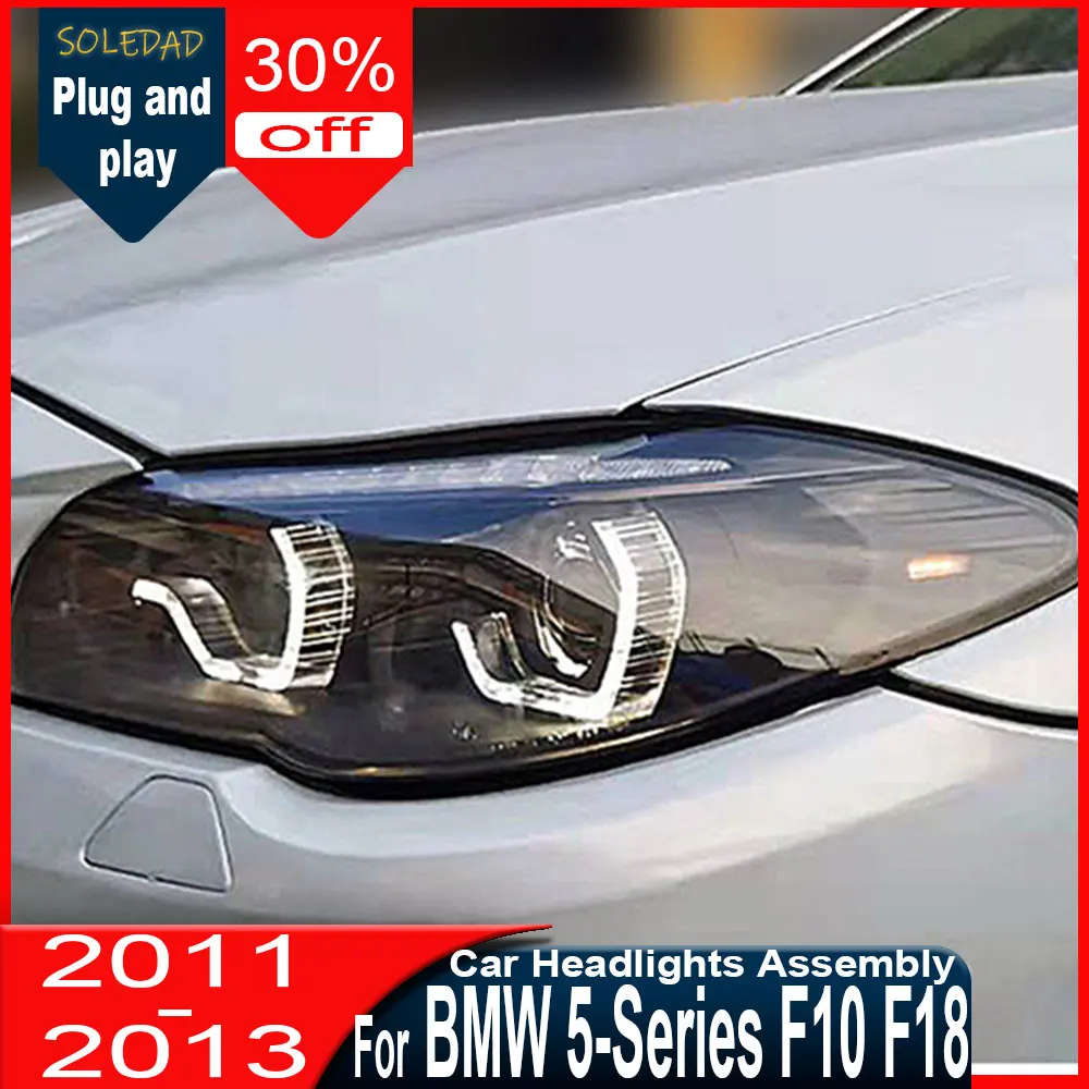 

Фара для BMW F10 F15 2011-2017 5 серии, полностью светодиодная, с проектором, ангельскими глазками, DRL, сигналом поворота, автомобильные аксессуары, светодиодная фара для авто.