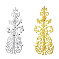 1 Pieces Iron on Embroidered Patches Gold Jesus Cross Christ Lace Appliques Cosplay Fabric Trims Gold and Silver 15.5cm*6cm