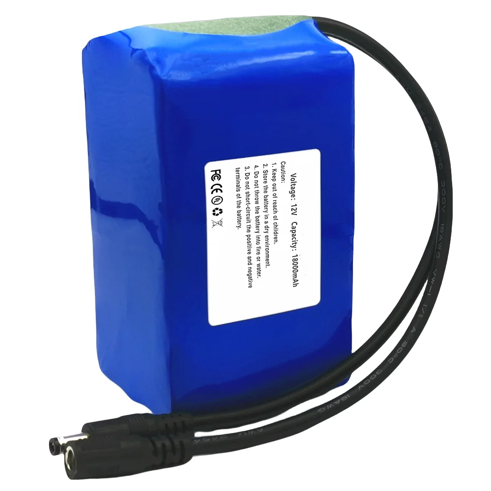 Rechargeable 18650 Battery Pack 12V 27000mAh Safe Long-Lasting for Outdoor Gadgets/Electronic Devices