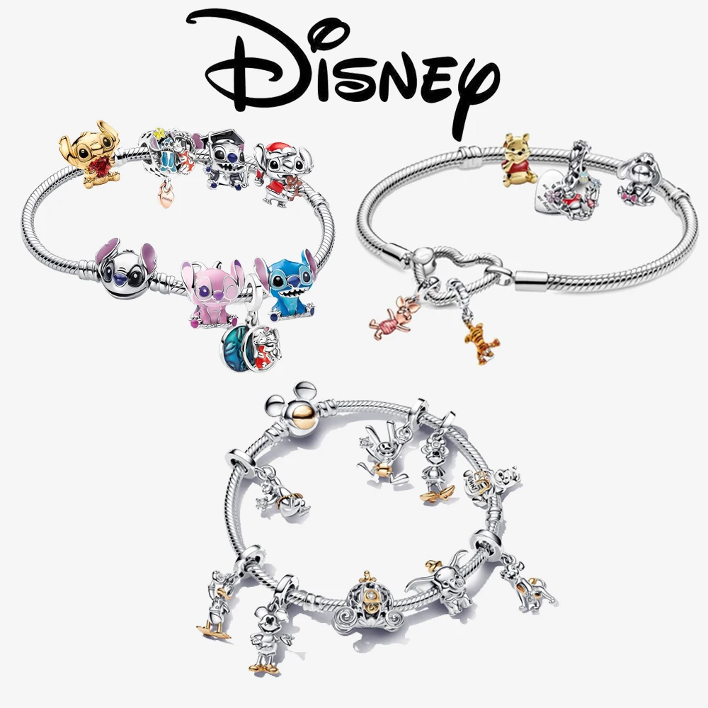 ديزني غرزة ميني دامبو ديدبول 925 فضة استرخى دلايات 925 بلاتا صالح الأصلي خرز سوار مجوهرات هدية لتقوم بها بنفسك