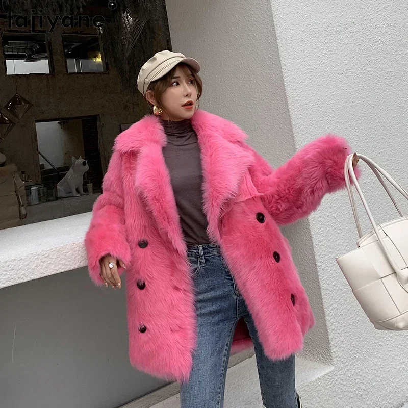 Tajiyane Natural Wool Fur Jackets for Women Real Fur Coat Womens Clothing Luxury Winter Mid-length Fur Coats Fashion Chaquetas