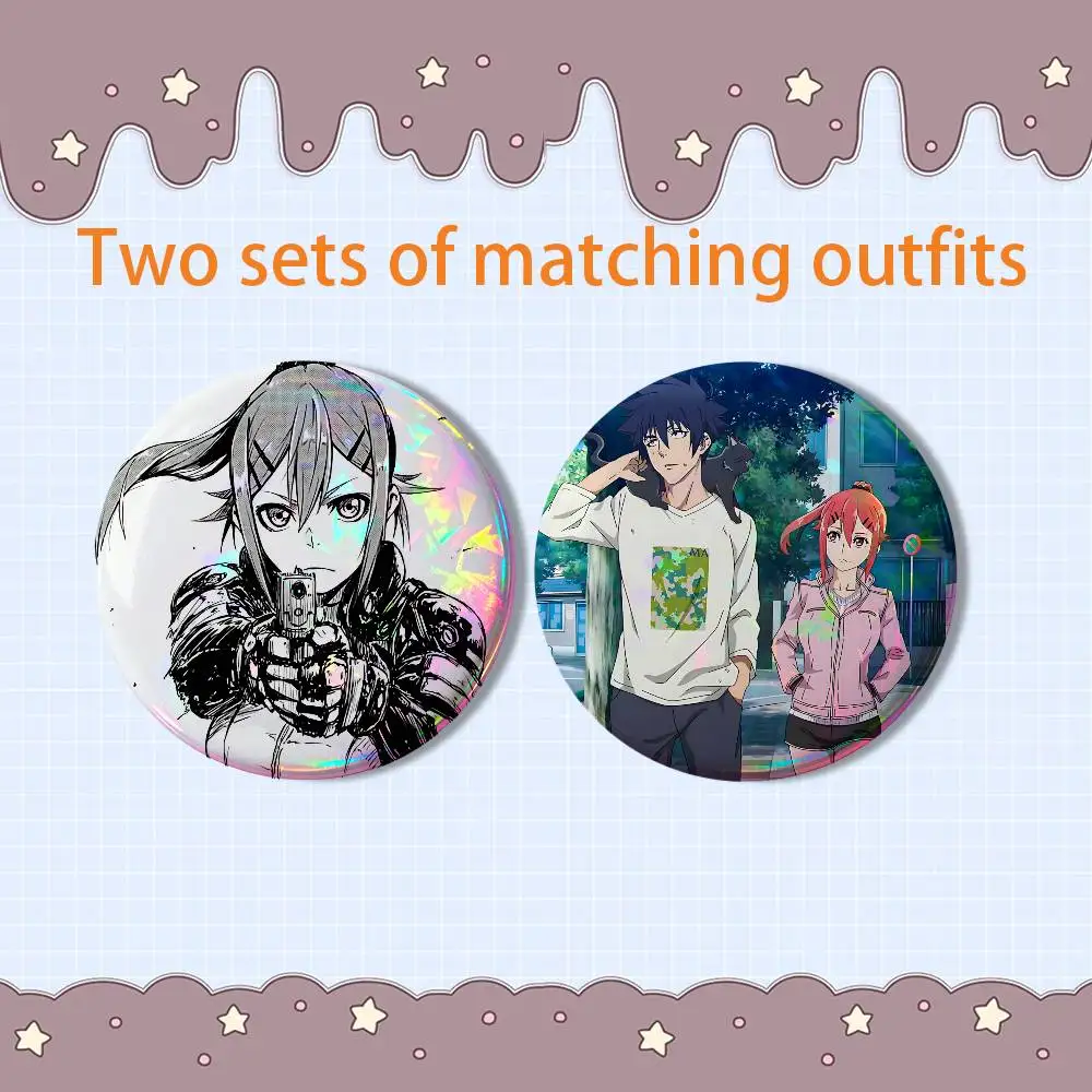 Ninja Agatsuma Jiro Black Torch 2 piece set Pins Creativity Printed Pictures Text Metal Lapel Badges Brooches Jewelry Gift